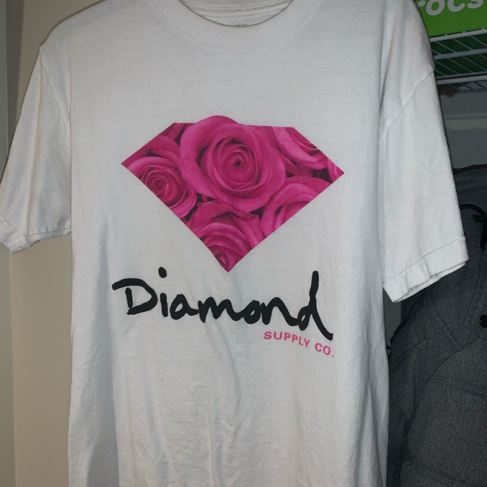 Diamond Supply Co. Pink Rose Tee
